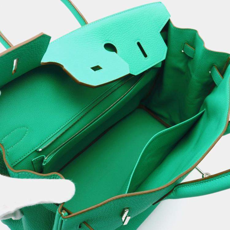 Hermès Birkin 35 Menthe Green Taurillon Clémence Leather Bag
