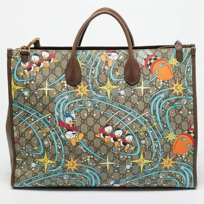 Gucci x Disney Multicolor Donald Duck GG Supreme Canvas and Leather Interlocking G Shopping Tote