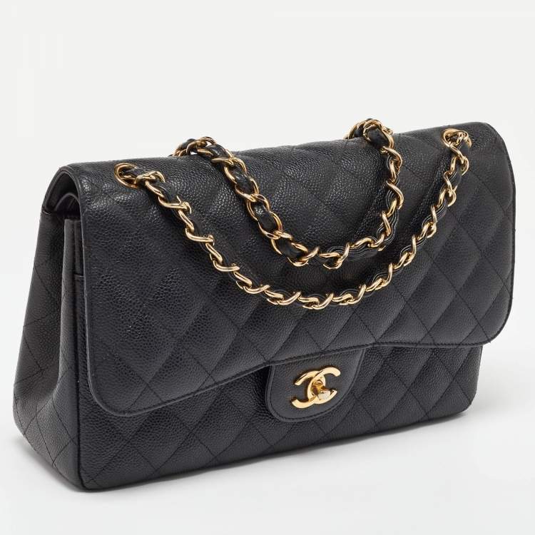 Chanel Jumbo Classic Double Flap Bag in Black Caviar Leather