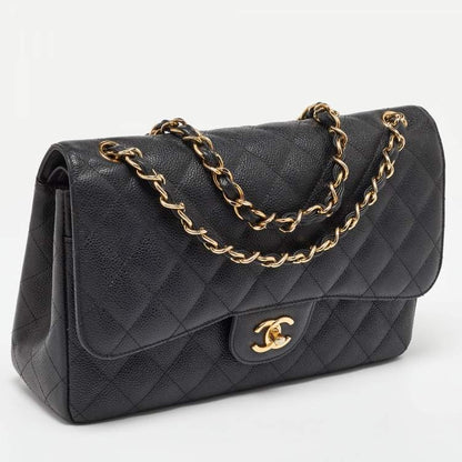 Chanel Jumbo Classic Double Flap Bag in Black Caviar Leather