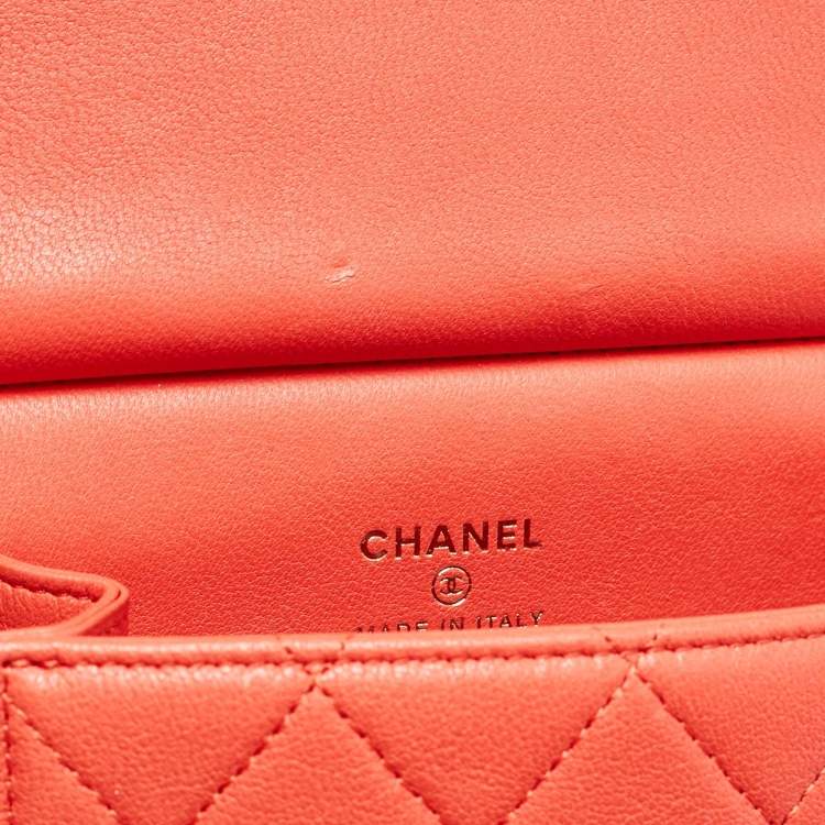 Chanel Vertical Pearl Chain Clutch in Red Quilted Leather with Gold Hardware