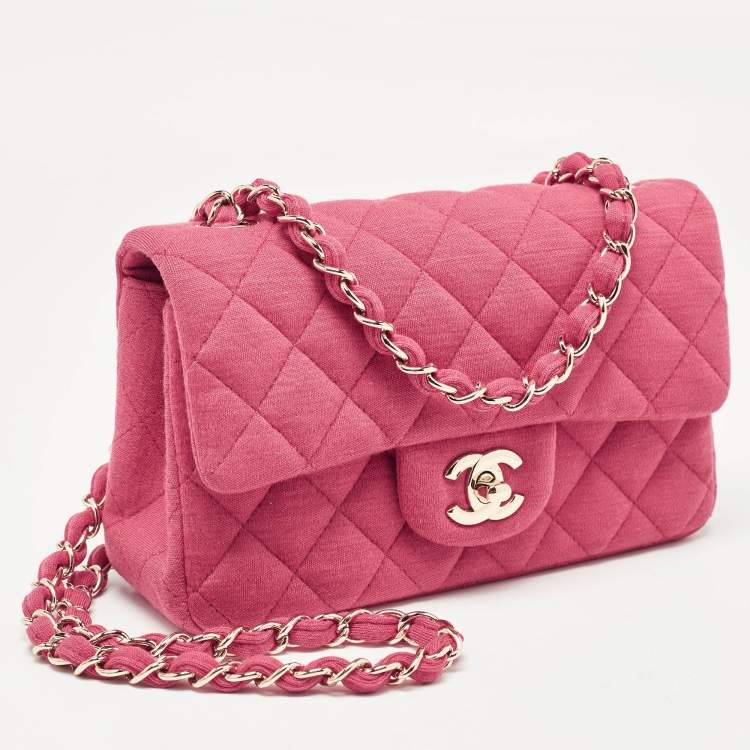 Chanel Pink Quilted Jersey Small Classic Flap Bag