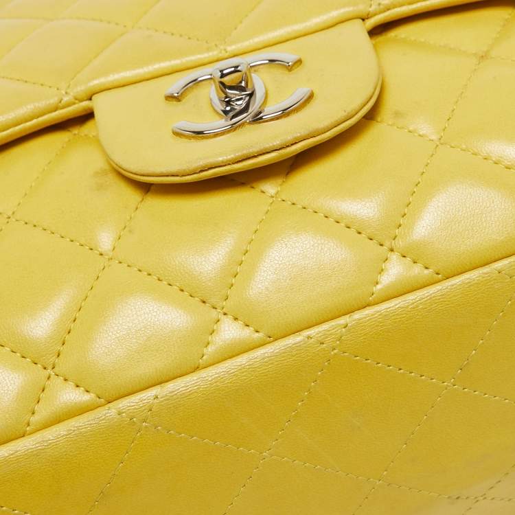 Chanel Yellow Quilted Lambskin Maxi Classic Single Flap Bag – Fair Condition