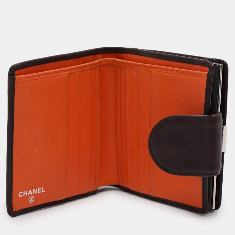 Chanel Brown Quilted Leather Cambon Ligne Compact Wallet