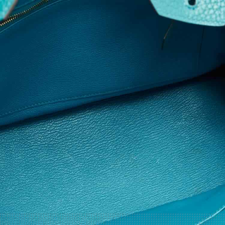 Hermes Blue Izmir Clemence Leather Birkin 30 Bag