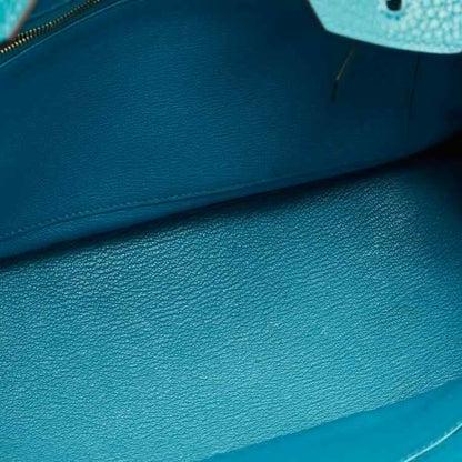 Hermes Blue Izmir Clemence Leather Birkin 30 Bag