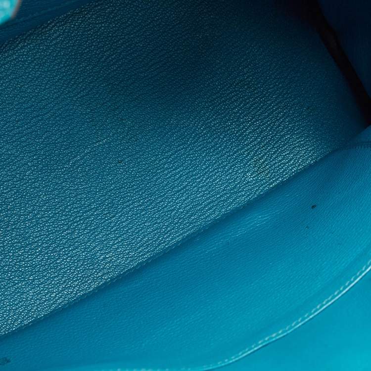 Hermes Blue Izmir Clemence Leather Birkin 30 Bag