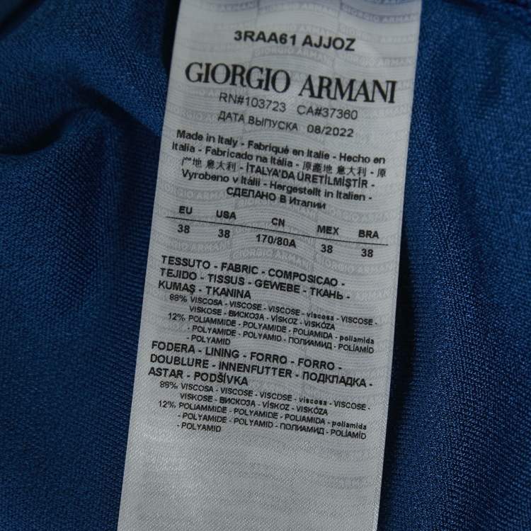 Giorgio Armani Blue Jersey Draped Midi Dress – Size S