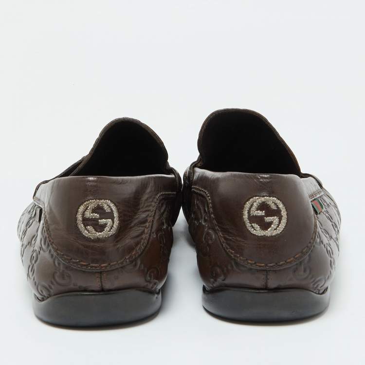 Gucci Brown Guccissima Leather Penny Loafers Size 43
