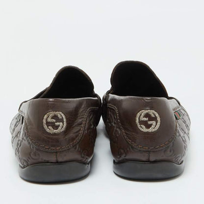 Gucci Brown Guccissima Leather Penny Loafers Size 43