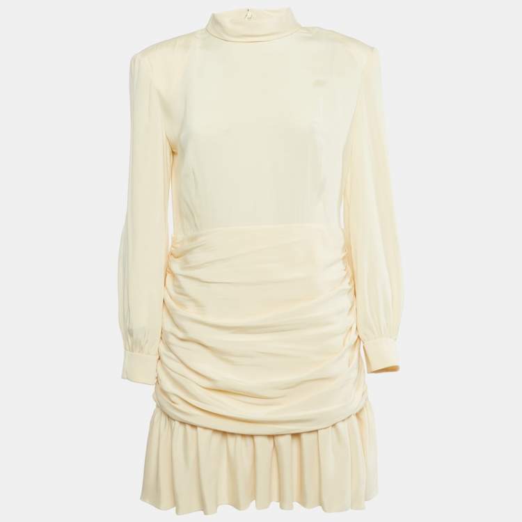 Gucci Cream Silk Drape Detail Mini Dress – Size L – Brand New