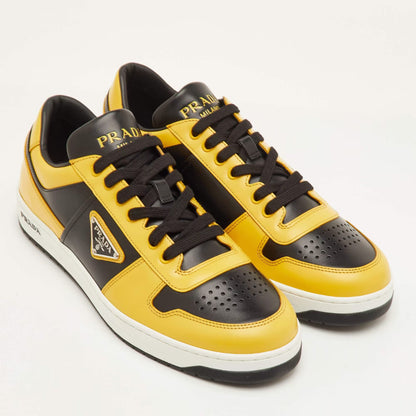 Prada Downtown Size 42 Black/Yellow Leather Low Top Sneakers