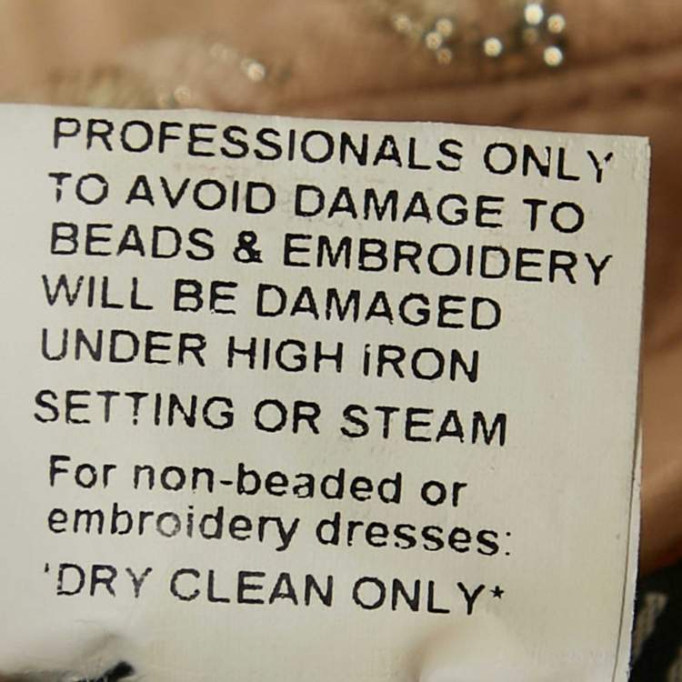 Jovani Beige Lurex Jacquard One-Shoulder Ruffle Gown – Size M – Brand New