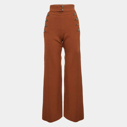 Chloé Brown Rust Virgin Wool Wide Leg Pants – Size S
