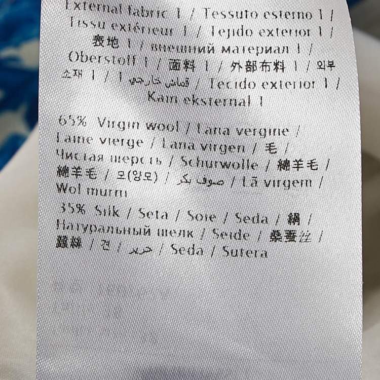 Valentino Blue Floral Print Wool Blend Wide-Leg Trousers – Size S