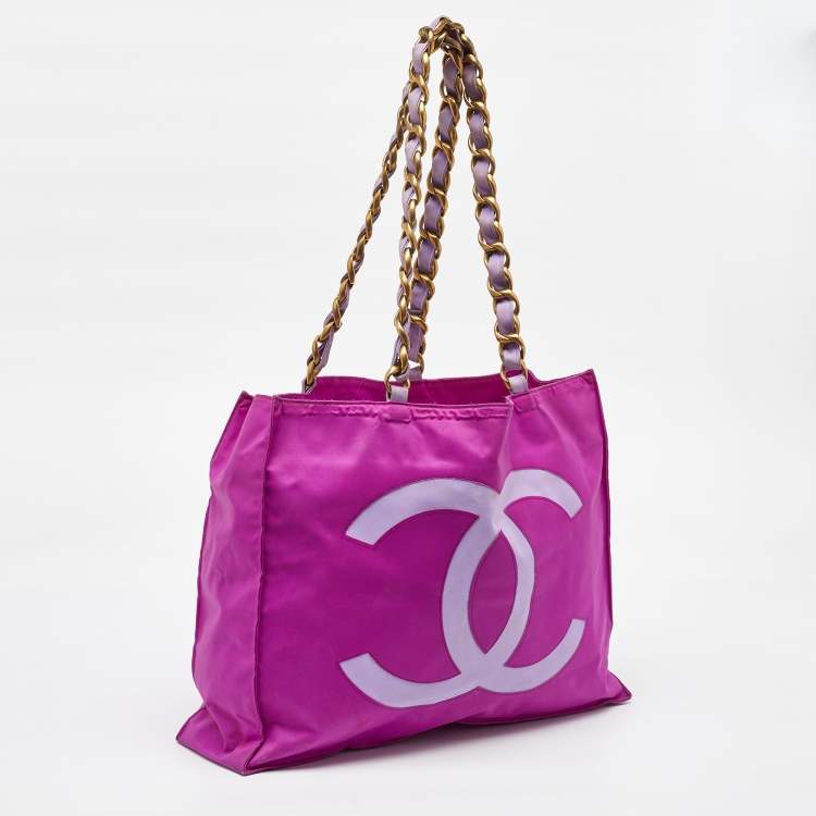 Chanel Pink Nylon Vintage CC Logo Tote