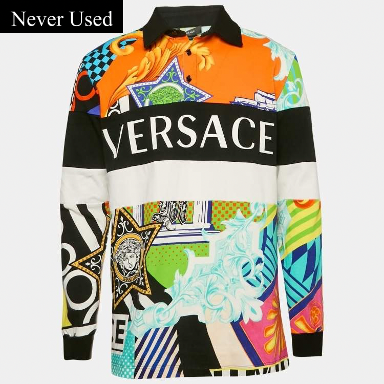 Versace Multicolor Miami Print Polo T-Shirt M