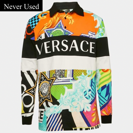 Versace Multicolor Miami Print Polo T-Shirt M