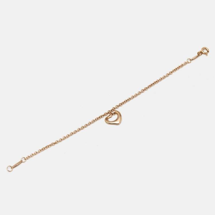 Tiffany & Co. Open Heart 18k Rose Gold Charm Bracelet