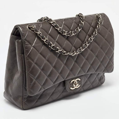 Chanel Grey Maxi Double Flap Bag – Classic Quilted XL