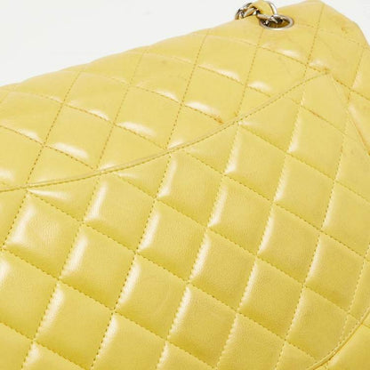 Chanel Yellow Quilted Lambskin Maxi Classic Single Flap Bag – Fair Condition