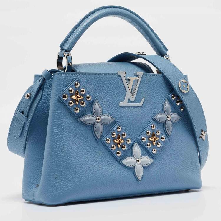 Louis Vuitton Blue Leather Satchel Bag Rare