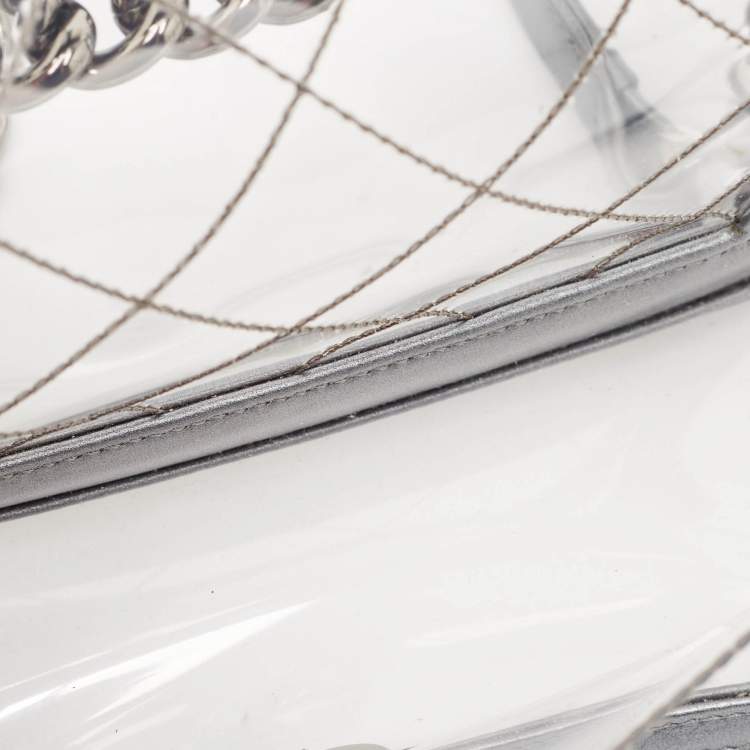 Chanel Grey/Clear Quilted PVC & Leather Small