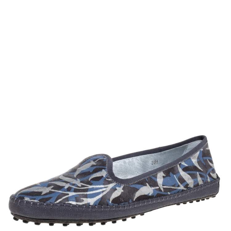 Tod’s Multicolor Floral Canvas Gommino Smoking Slippers - Size 39.5
