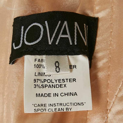 Jovani Beige Lurex Jacquard One-Shoulder Ruffle Gown – Size M – Brand New