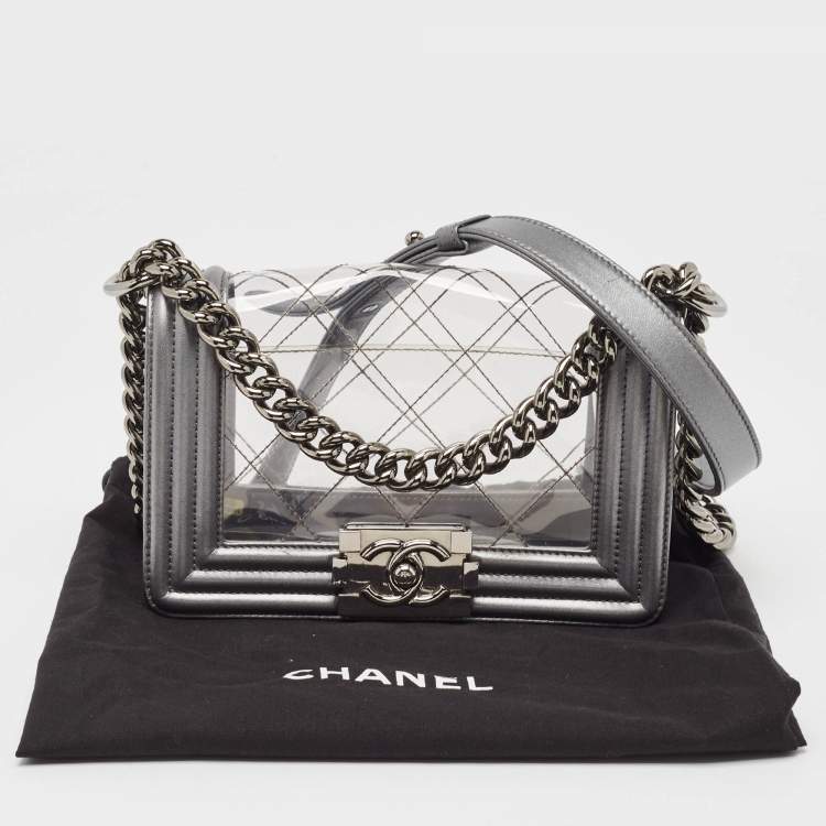 Chanel Grey/Clear Quilted PVC & Leather Small
