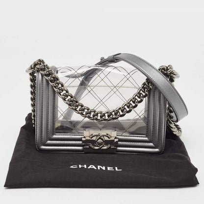 Chanel Grey/Clear Quilted PVC & Leather Small