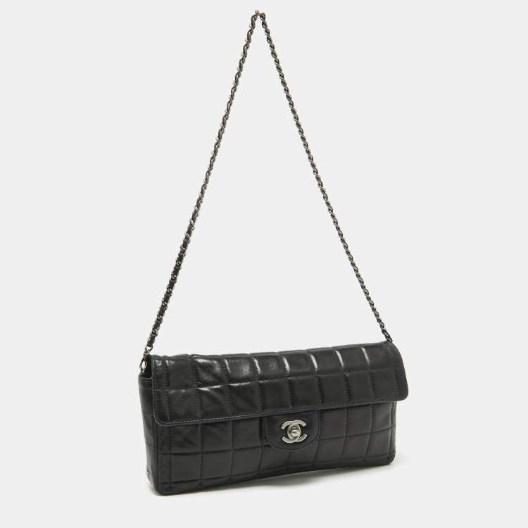 Chanel Black Quilted Leather Chocolate Bar East West