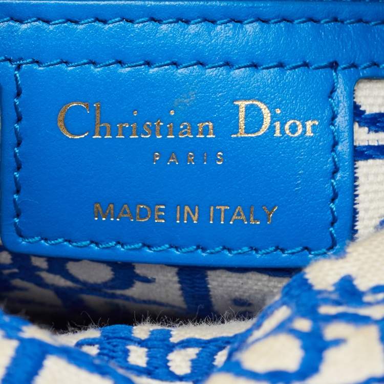Dior Blue Cream Rattan Mini Lady Dior Tote