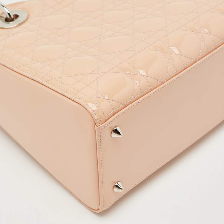 Dior Medium Lady Dior Tote – Peach Patent Cannage Leather