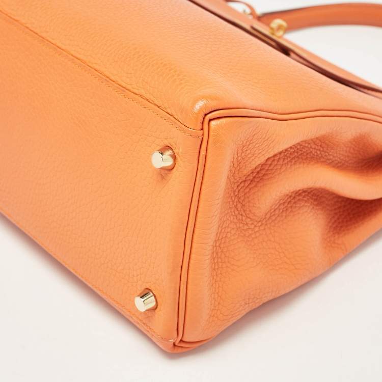 Hermès Orange Taurillon Clemence Leather Gold Finish Kelly Retourne 35 Bag