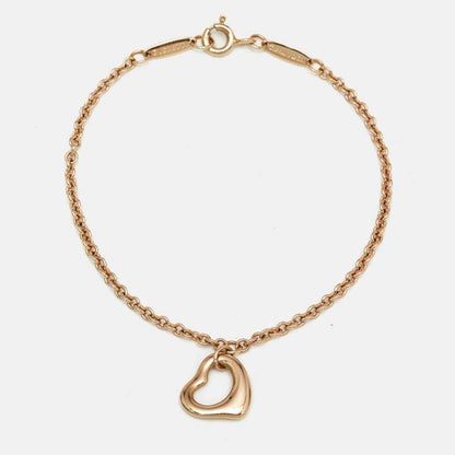 Tiffany & Co. Open Heart 18k Rose Gold Charm Bracelet