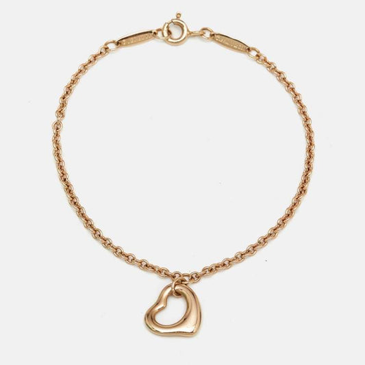 Tiffany & Co. Open Heart 18k Rose Gold Charm Bracelet