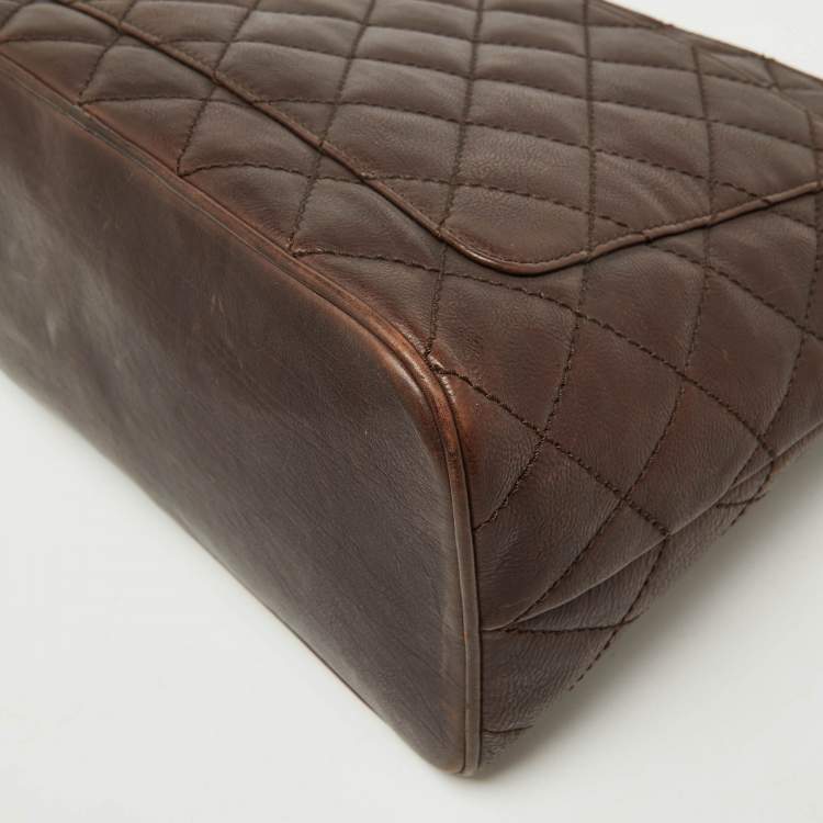 Chanel Dark Brown Quilted Leather CC Bag