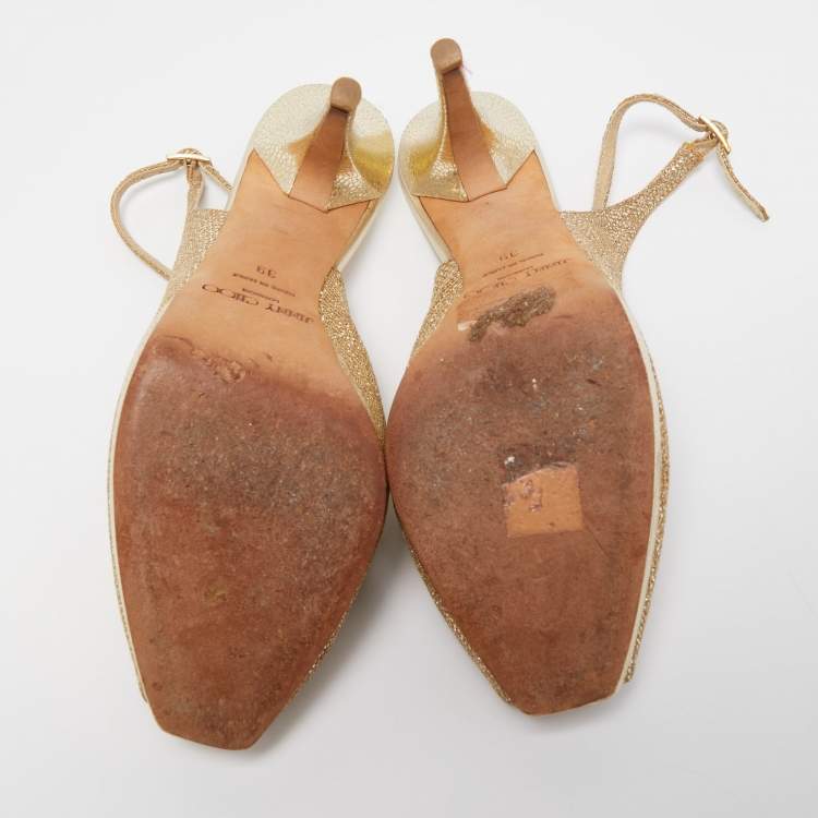 Jimmy Choo Gold Lurex Nova Slingback Heels Size 39