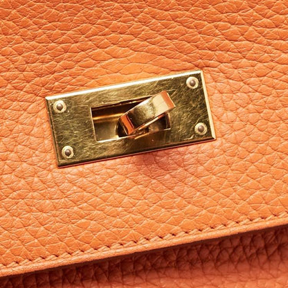 Hermès Orange Taurillon Clemence Leather Gold Finish Kelly Retourne 35 Bag