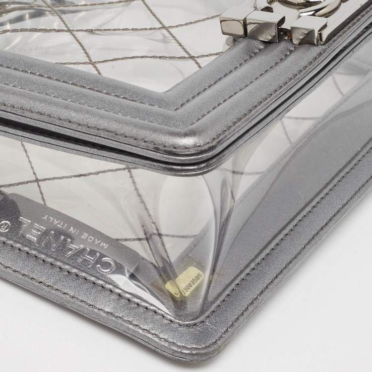 Chanel Grey/Clear Quilted PVC & Leather Small