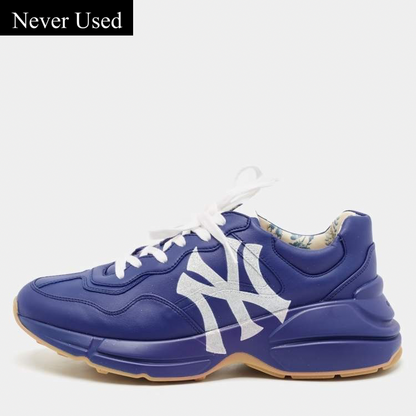 Gucci Blue Leather NY Yankees Rhyton Sneakers 41.5
