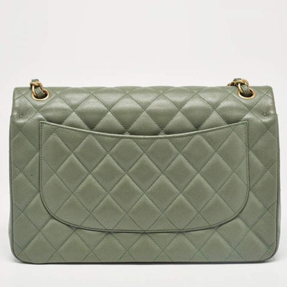 Chanel Green Caviar Leather Jumbo Classic Double Flap Bag