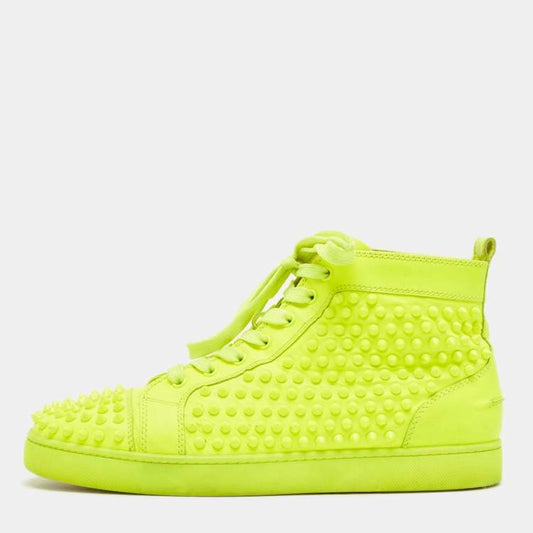 Christian Louboutin Green Leather Louis Spikes Sneakers 44