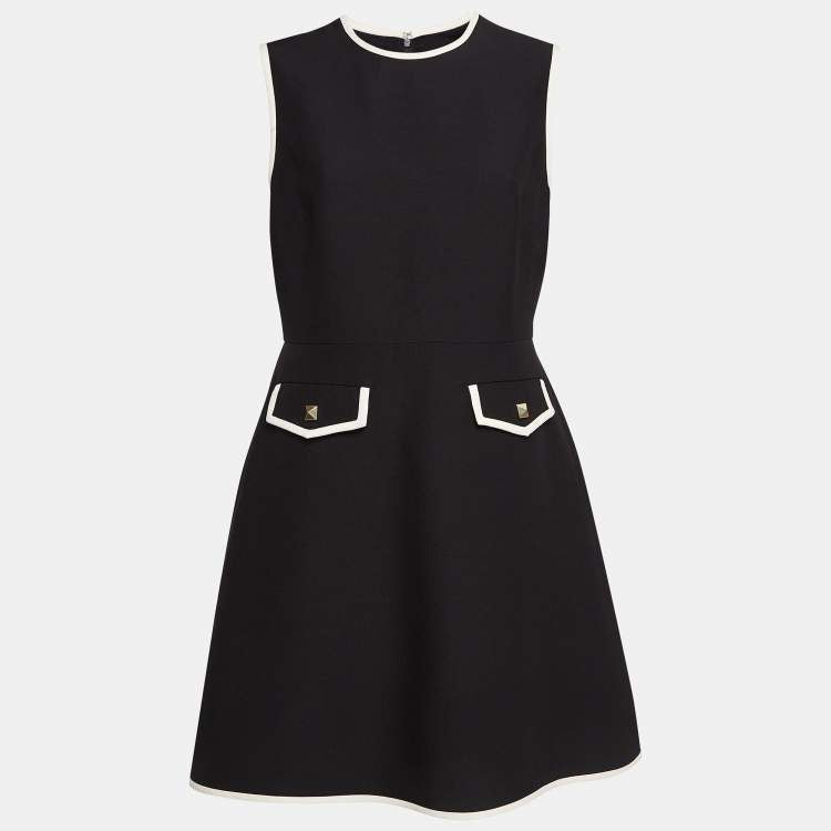 Valentino Black Wool Stud Button Detail Short Dress – Size M – Brand New