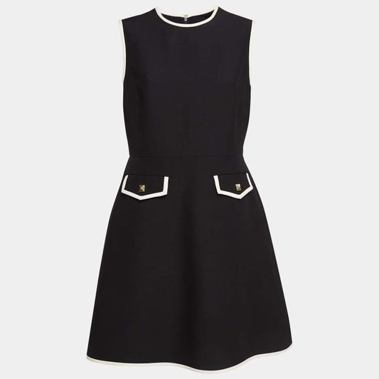 Valentino Black Wool Stud Button Detail Short Dress – Size M – Brand New