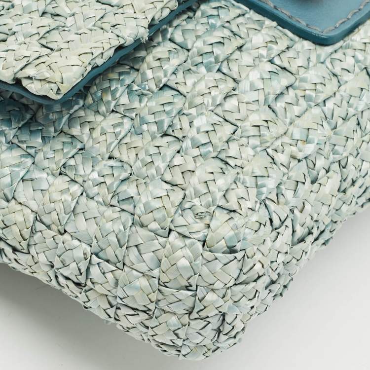 Dolce & Gabbana Blue Raffia Leather Bag