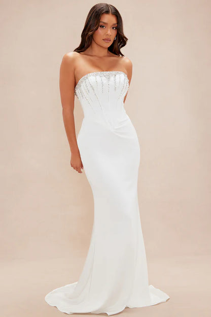 Rosalie White Embellished Corset Wedding Dress – Pre-Order Bridal Look