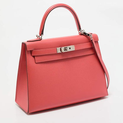 Hermès Rose Jaipur Epsom Leather Palladium Finish Kelly Sellier 28 Bag