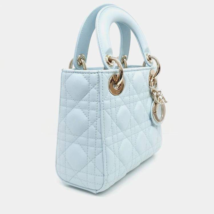 Christian Dior Light Blue Cannage Lady Mini Bag